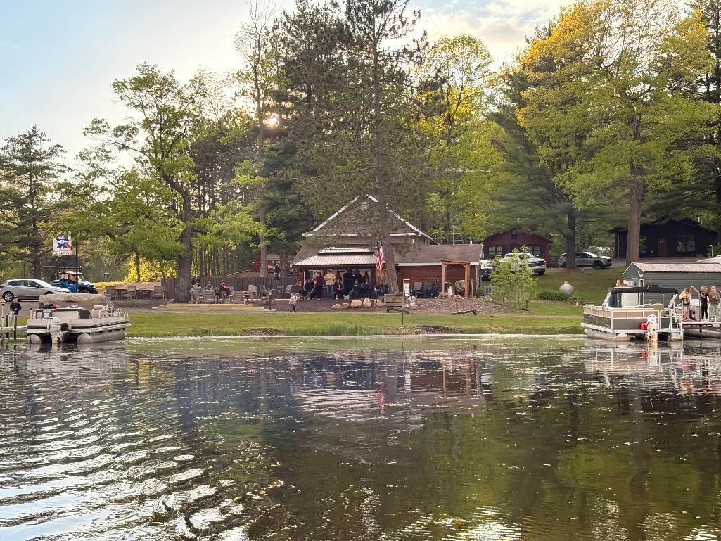 Potato Lake dock and boat slips at The Narrows Oasis Resort