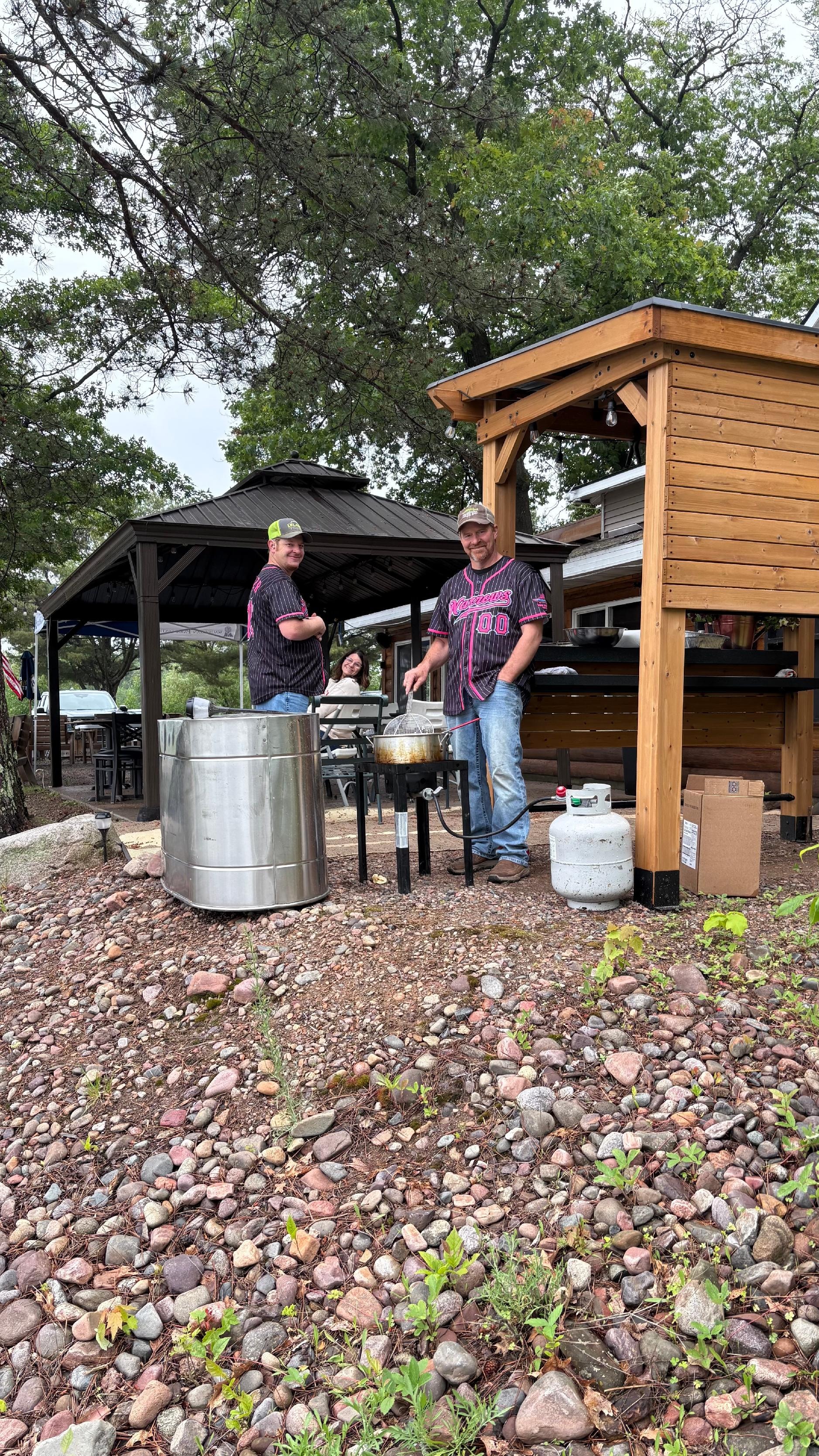 Outdoor fish fry at the resort